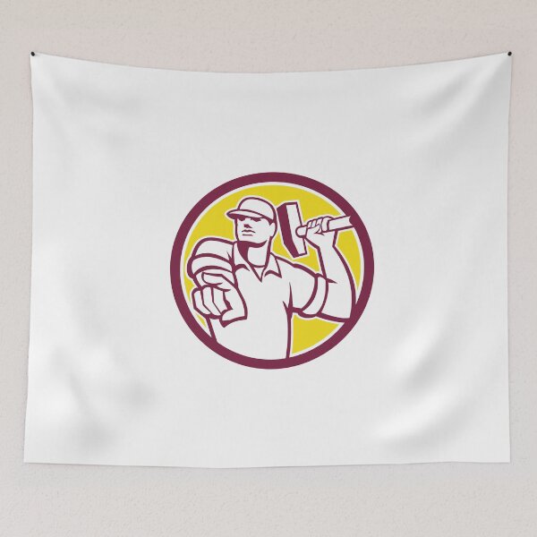 Item preview, Demolition Worker Hammer Pointing Circle Retro designed and sold by patrimonio.
