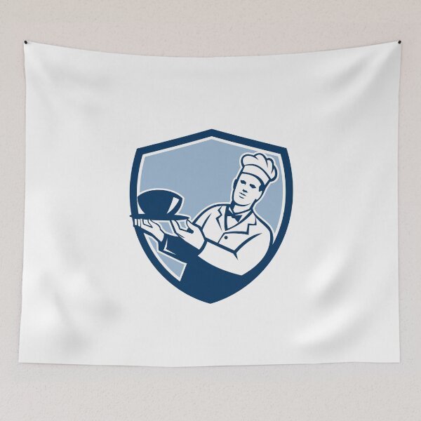 Item preview, Chef Cook Holding Serving Bowl Shield Retro designed and sold by patrimonio.