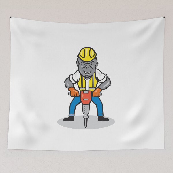 Item preview, Gorilla Construction Jackhammer Cartoon designed and sold by patrimonio.
