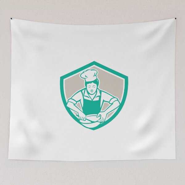 Item preview, Female Chef Mixing Bowl Shield Retro designed and sold by patrimonio.