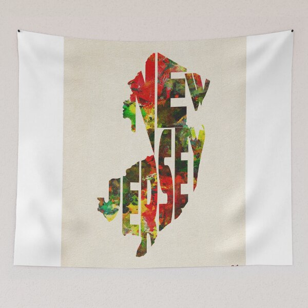 Item preview, New Jersey Typographic Watercolor Map designed and sold by A Deniz Akerman.