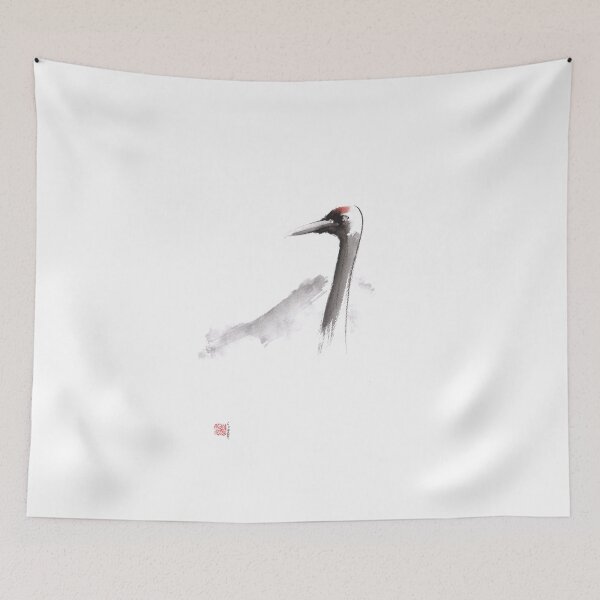 Aperçu de l'œuvre Japanese crane original painting, japanese artwork créée et vendue par Mariusz Szmerdt.