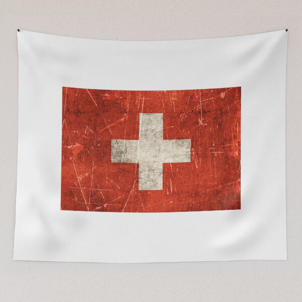 Artikelvorschau, Vintage gealterte und zerkratzte Schweizer Flagge entworfen und verkauft von JeffBartels.