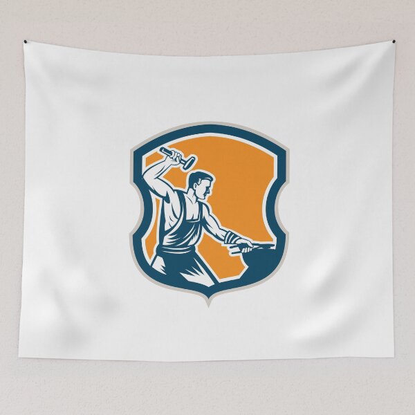 Item preview, Blacksmith Hammering Pliers Shield Retro designed and sold by patrimonio.