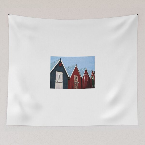 Item preview, Beautiful red fishing huts on the coast designed and sold by Ron Zmiri.