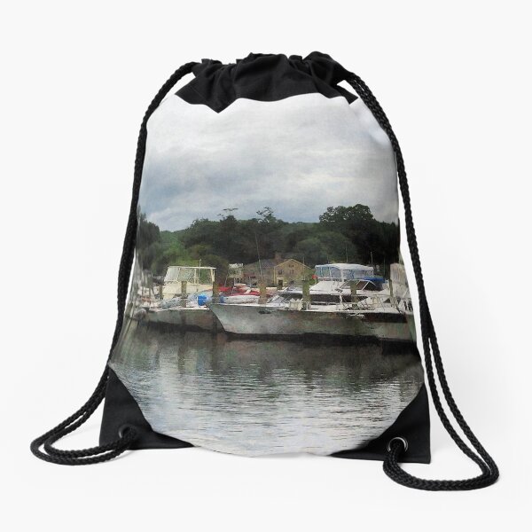 Essex CT - Boats On A Cloudy Day Drawstring Bag
