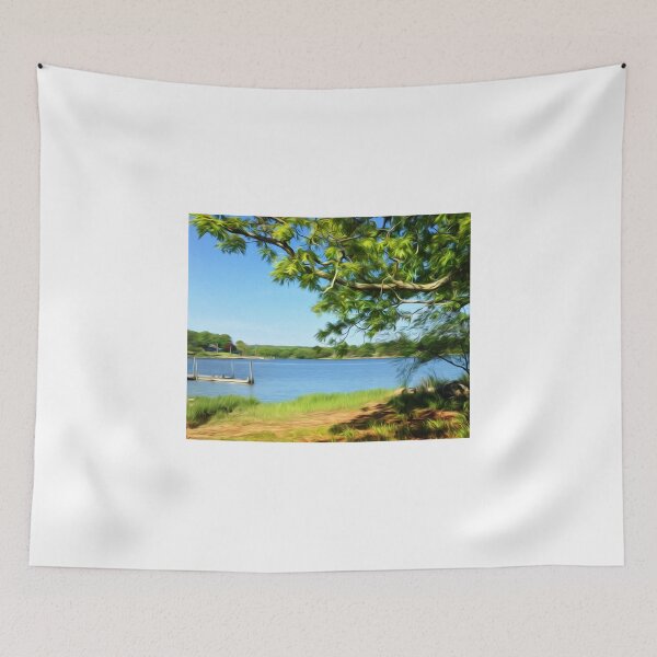 Item preview, Painterly Landscape and Riverscape of a Mystic River Dock designed and sold by VisionQuestArts.