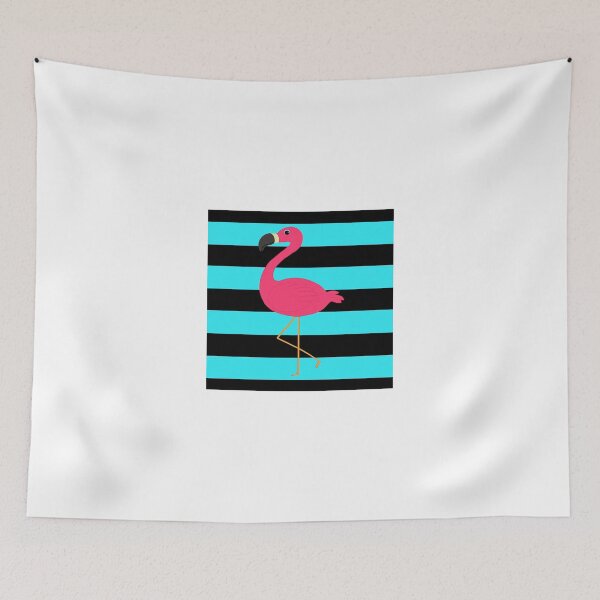 Item preview, Teal and Black Striped Pink Flamingo designed and sold by BeachBumFamily.