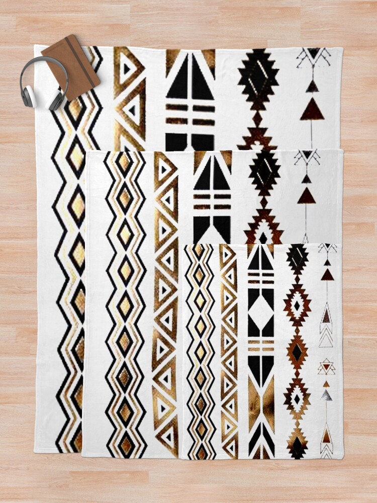 "Tribal Aztec Gold and Black Design" Throw Blanket for Sale by