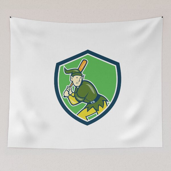Item preview, Elf Baseball Player Batting Shield Cartoon designed and sold by patrimonio.