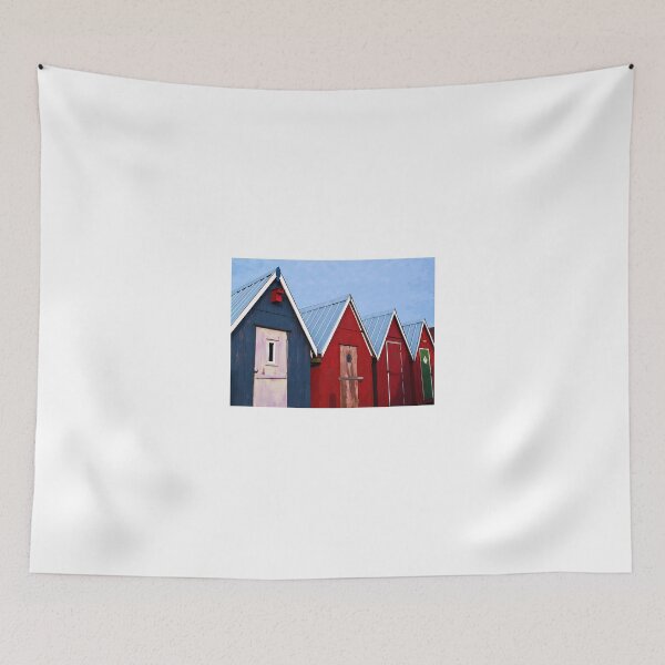 Item preview, Beautiful red fishing huts on the coast designed and sold by Ron Zmiri.