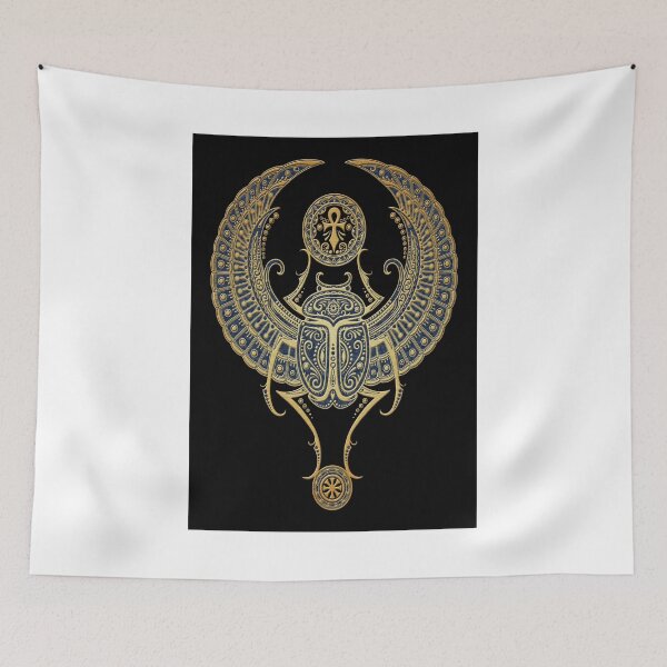 Item preview, Golden Blue Winged Egyptian Scarab Beetle with Ankh  designed and sold by JeffBartels.
