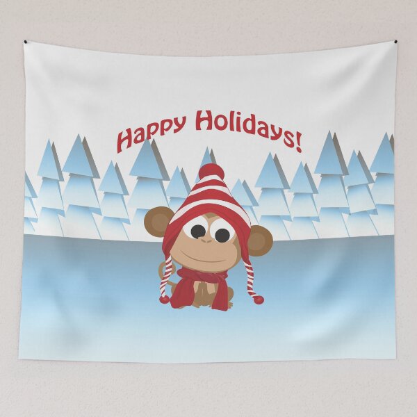 Item preview, Happy Holidays! Winter Monkey designed and sold by Hedgie Designs.
