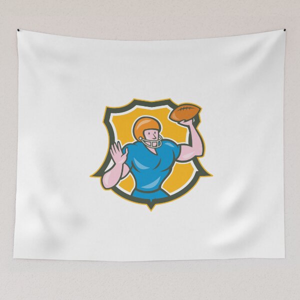 Item preview, American Football QB Throwing Shield Retro designed and sold by patrimonio.