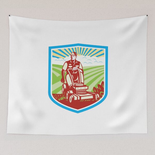 Item preview, Ride On Lawn Mower Vintage Shield Retro designed and sold by patrimonio.