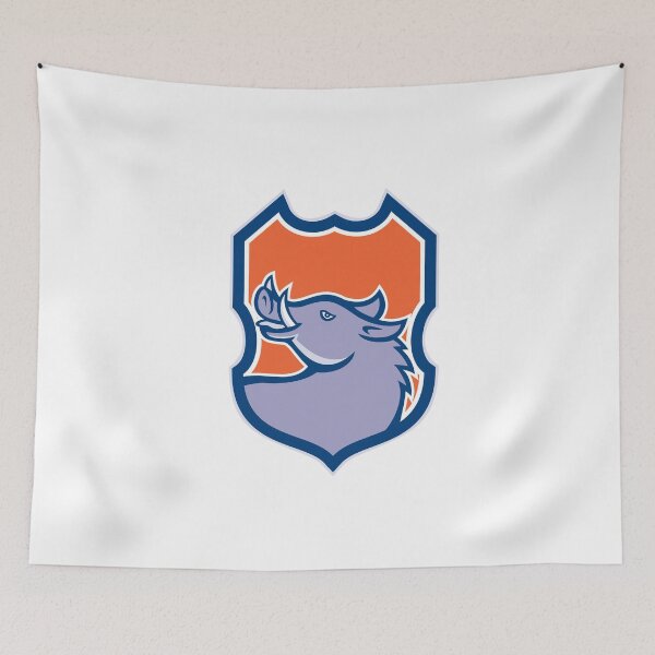 Item preview, Razorback Head Looking Up Shield Retro designed and sold by patrimonio.