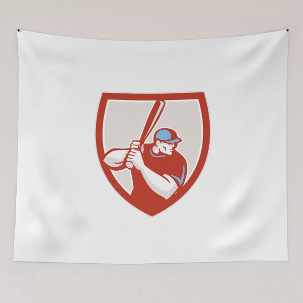 Aperçu de l'œuvre Baseball Player Batter Hitter Shield Retro créée et vendue par patrimonio.