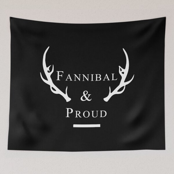 Artikelvorschau, 'Fannibal & Proud' (schwarzer Hintergrund / weiße Schrift) entworfen und verkauft von tirmedesign.