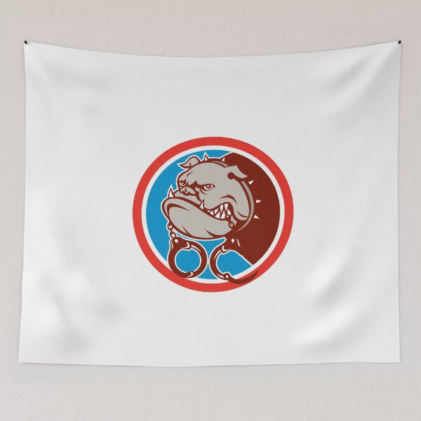 Item preview, Bulldog Dog Mongrel Head Handcuffs Circle Retro designed and sold by patrimonio.