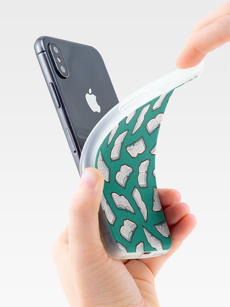 Alternate view of Bookish Reading Pattern in Jade iPhone Case & Cover