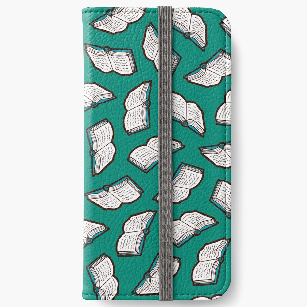 Bookish Reading Pattern in Jade iPhone Wallet