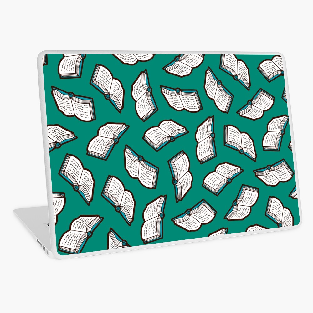 Bookish Reading Pattern in Jade Laptop Skin