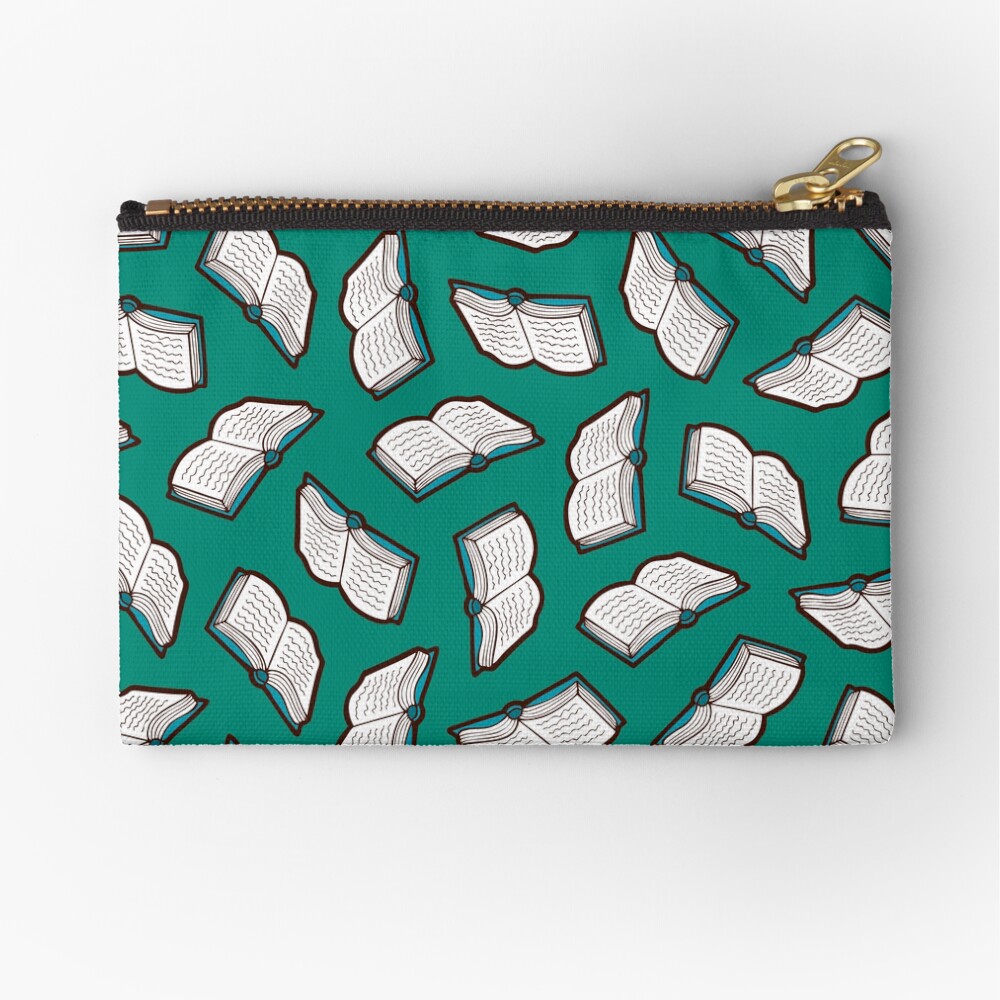 Bookish Reading Pattern in Jade Zipper Pouch