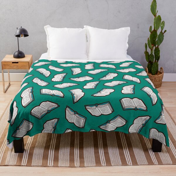 Bookish Reading Pattern in Jade Throw Blanket