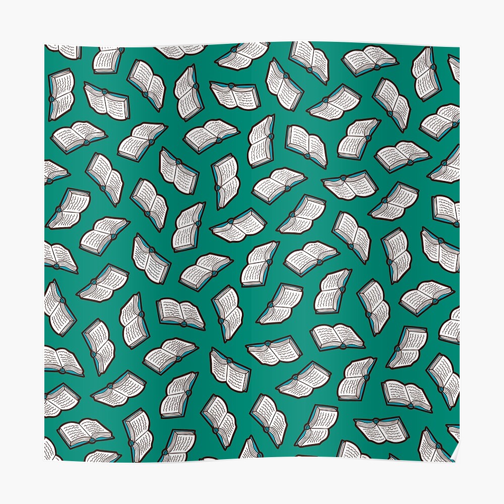 Bookish Reading Pattern in Jade Poster