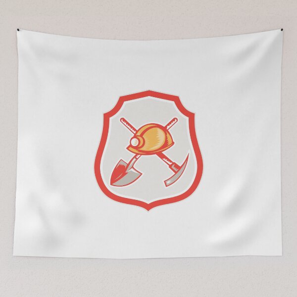 Item preview, Miner Hardhat Spade Pick Axe Shield Retro designed and sold by patrimonio.