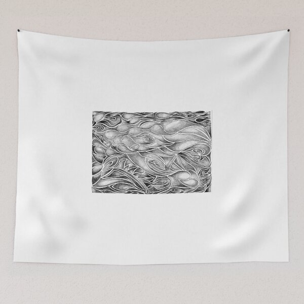 Item preview, Unique Abstract Flowing Gray Black & White Drawing designed and sold by adriturner.