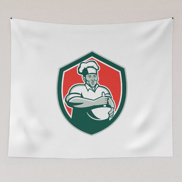 Item preview, Baker Chef Cook Mixing Bowl Shield Retro designed and sold by patrimonio.