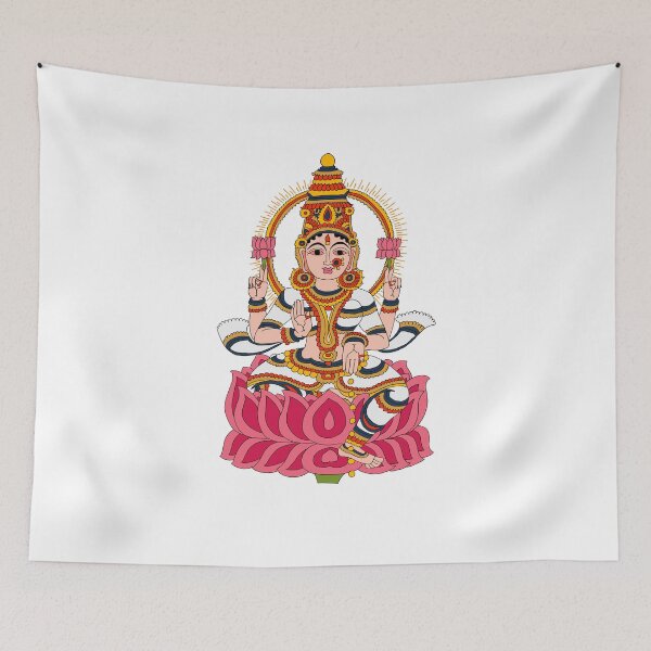 Item preview, goddess Lakshmi kalamkari white designed and sold by sriknick.