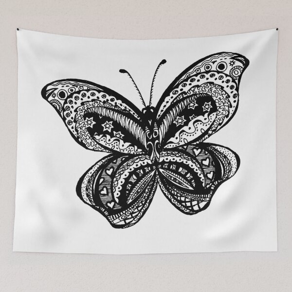 Item preview, Butterfly Aussie Tangle Black & White  designed and sold by Heatherian.