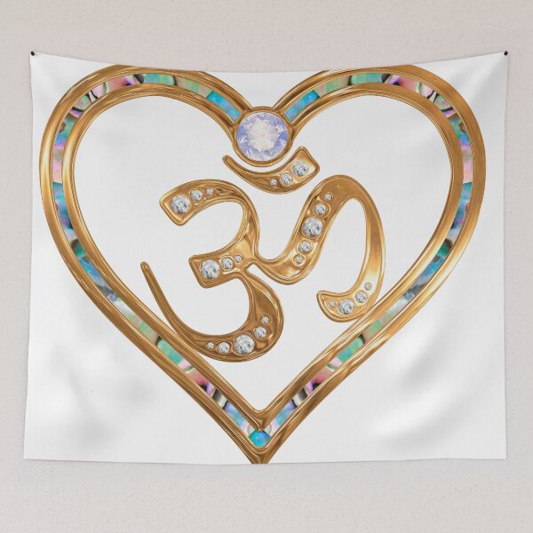 Item preview, Two nesting golden hearts centered in OM  designed and sold by TJ Devadatta Best.