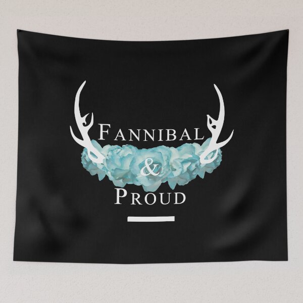 Artikelvorschau, 'Fannibal & Proud' w / Blume (schwarzer Hintergrund / weiße Schrift) entworfen und verkauft von tirmedesign.