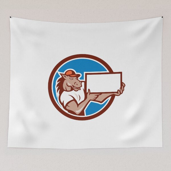 Item preview, Horse Presenting Blank Sheet Board Circle Cartoon designed and sold by patrimonio.
