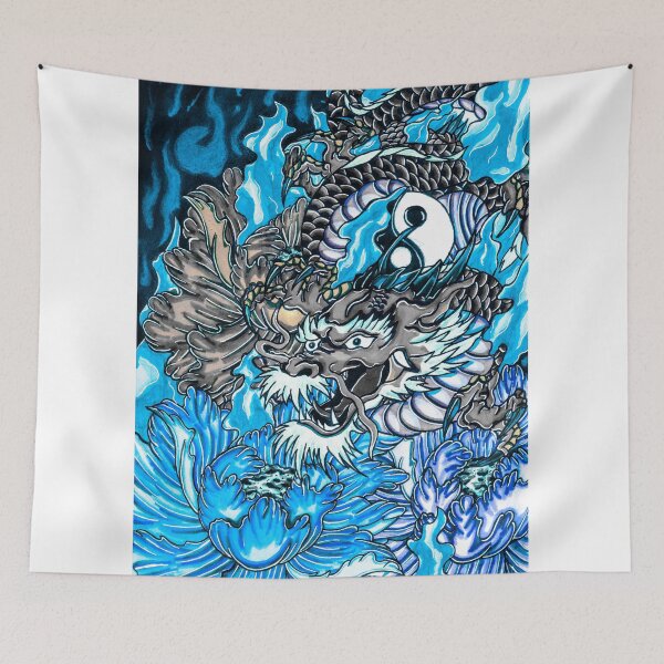 Artikelvorschau, Japanischer Drache mit blauem Rahmen entworfen und verkauft von Adam Parsons.
