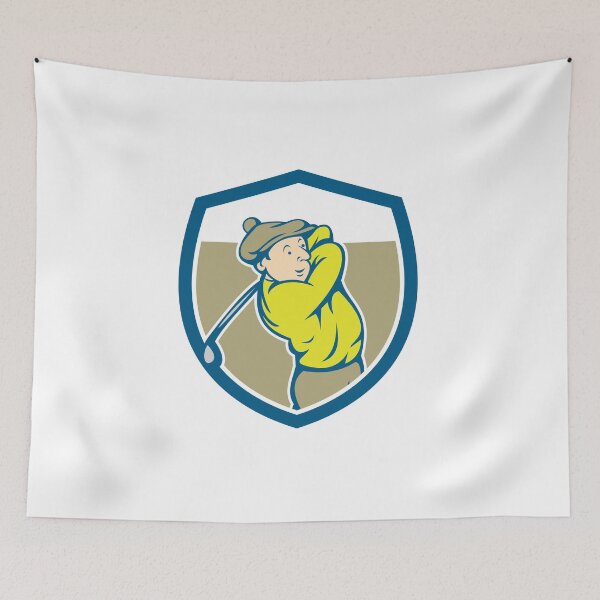 Artikelvorschau, Golfer Swinging Club Schild Cartoon entworfen und verkauft von patrimonio.