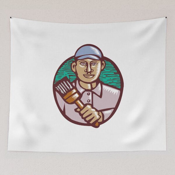 Item preview, House Painter Paintbrush Woodcut Linocut designed and sold by patrimonio.