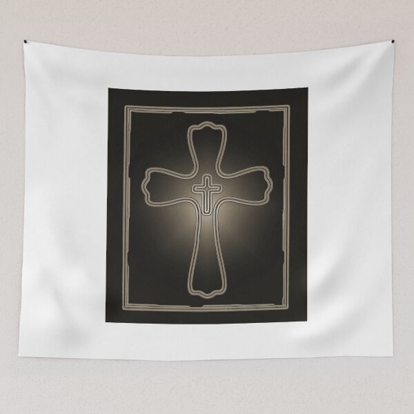 Aperçu de l'œuvre Sepia Tan and Brown Glowing Framed Cross Simple Design créée et vendue par adriturner.