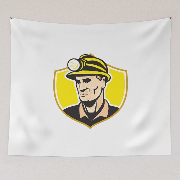 Item preview, Miner With Hardhat Helmet Shield Retro designed and sold by patrimonio.