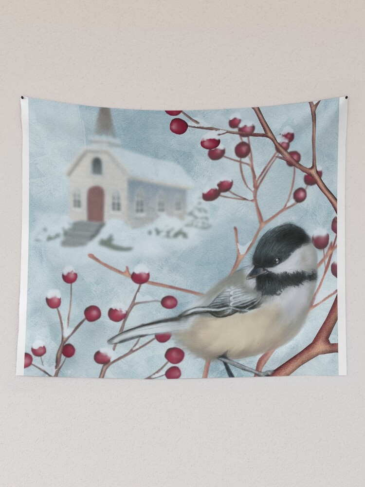 Thumbnail 2 of 3, Tapestry, Winter Scene I designed and sold by aprilmoen.