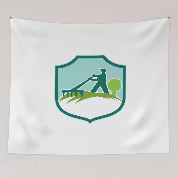Aperçu de l'œuvre Gardener Landscaper Rake Shield Retro créée et vendue par patrimonio.