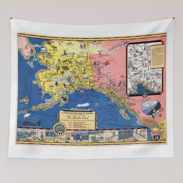 Item preview, TRAVEL ALASKA FUN MAP 1934 designed and sold by Daniel Hagerman.