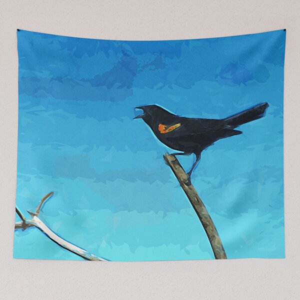 Item preview, Red-Winged Blackbird Singing Abstract Impressionism designed and sold by pjwuebker.