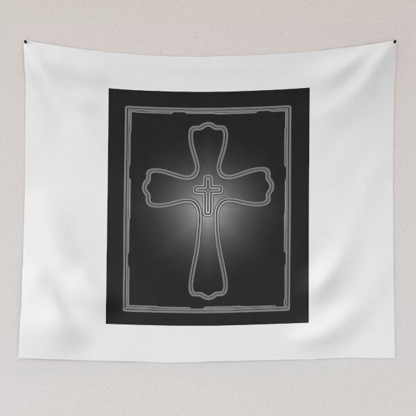 Item preview, Gray Black and White Glowing Framed Cross Simple Design designed and sold by adriturner.