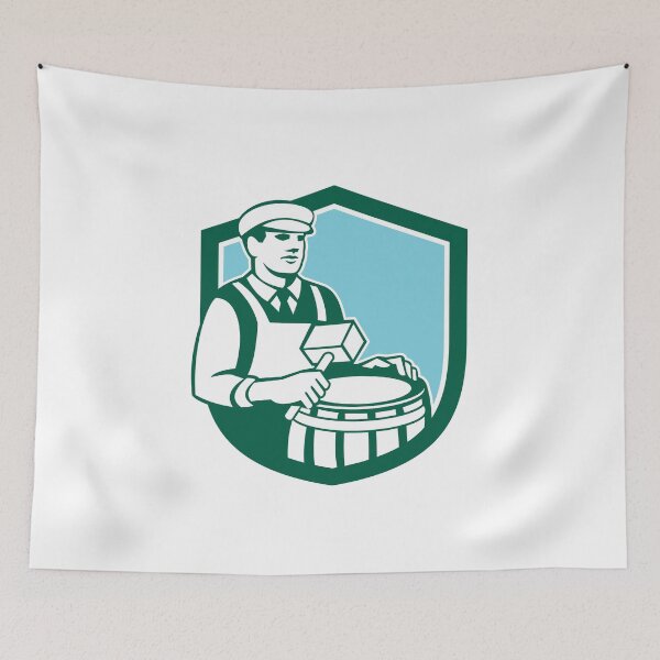 Item preview, Cooper Barrel Maker Drum Retro Shield designed and sold by patrimonio.