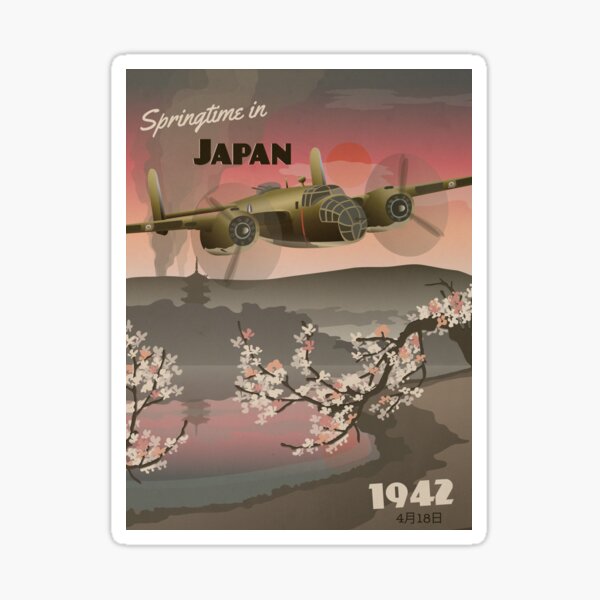Vista previa del artículo con la obra «Japón 1942 - Póster de viaje sobre la incursión de Doolittle», diseñado y vendido por The War Effort.