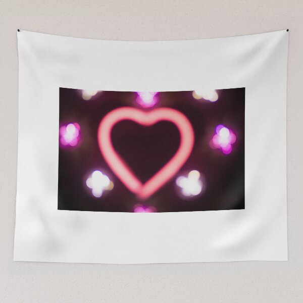 Item preview, Neon love heart shape sign at night photo designed and sold by edwardolive.